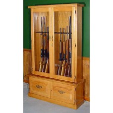 #910 Premium Solid Oak 12-Gun Cabinet 